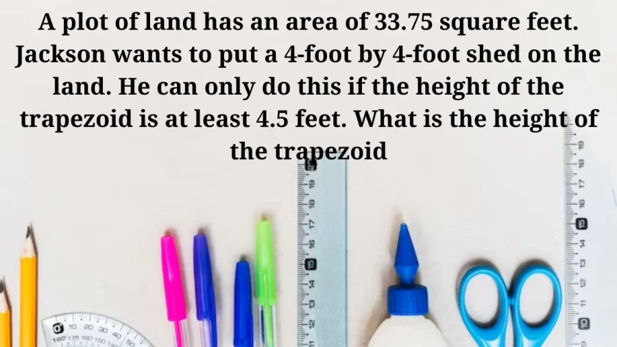 Find the perfect trapezoid height to accommodate a 4x4 shed on your 33.75 sq ft land plot.