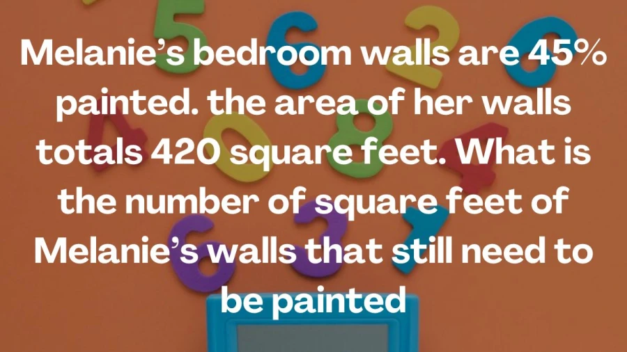 Discover how much of Melanie's bedroom walls still await the painter's brush with 45% already adorned. Calculate the remaining square footage needing color.